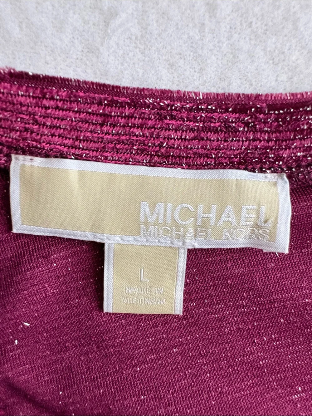 Michael Kors Shimmering Magenta Long-Sleeve Shift Dress